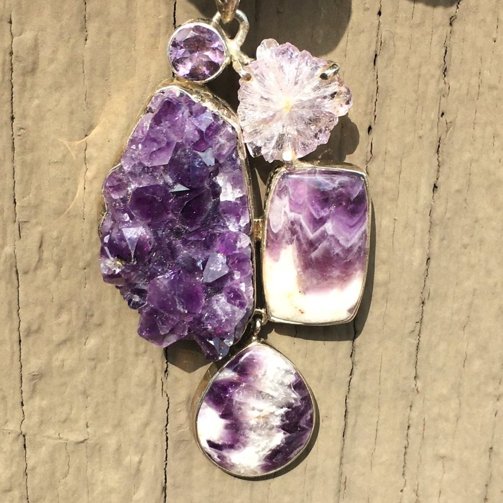 Natural Amethyst .925 Jumbo Pendant for Gem Lovers